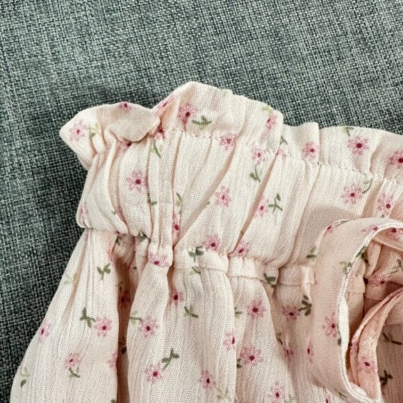 Pre-Owned‎ Vanilla Star Mini Shorts Skirt Floral Elastic Waist Pale Pink Ruffled - Picture 8 of 15